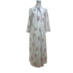 Vintage David Brown Nightgown Floral Printed White House Dress